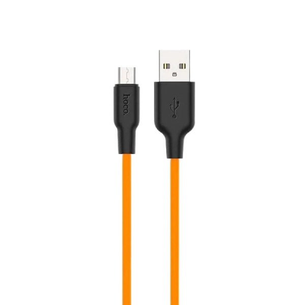 Кабель HOCO X21 Plus USB - micro USB cable, 1м, 2.4A, чёрно-оранжевый